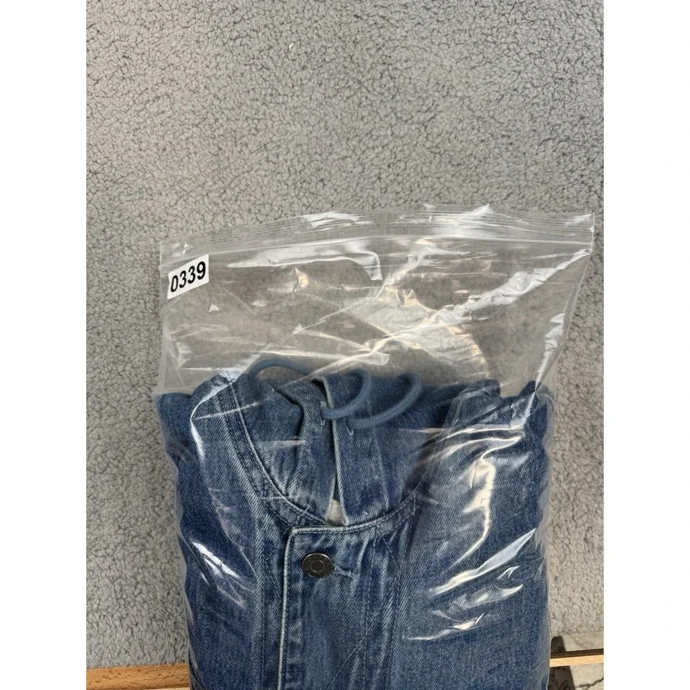Patta Workwear Denim Jacket Mens XL Light Blue Embossed Logo Pockets Hooded Rare
